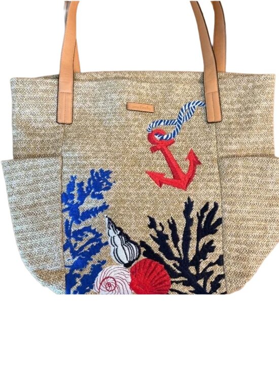 Vera Bradley Handbags - Vera Bradley Beach Bag Tote Faux Straw Nautical Bag Sea Life